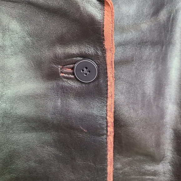 Agender, Dark brown and red,100% leather Jacket, Size 12 Women - Picture 7 of 7